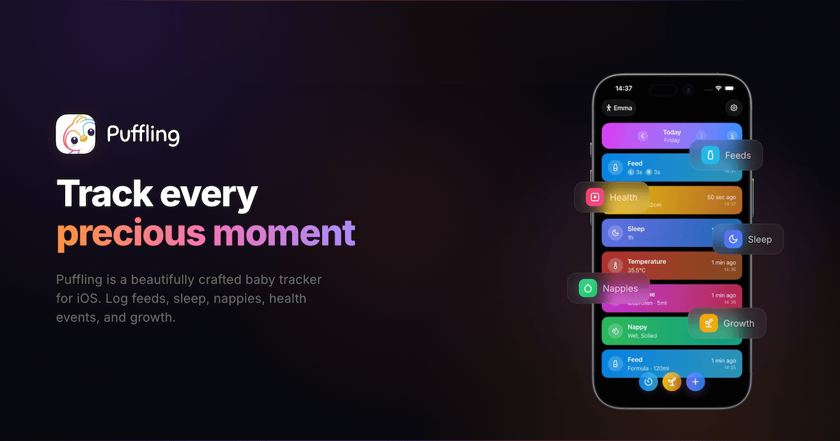 Puffling - Baby Event Tracking - Main product screenshot demonstrating key features and user interface