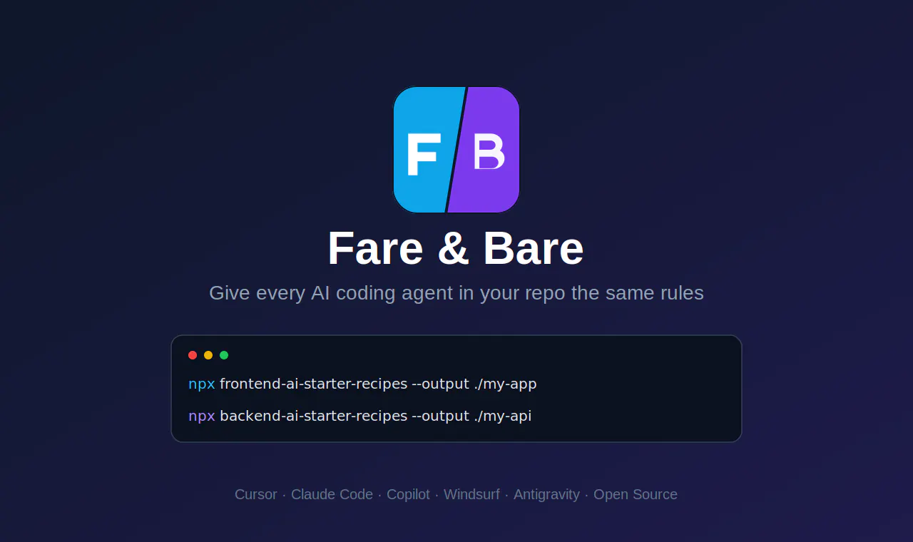 AI Starter Recipes — Fare & Bare 截图
