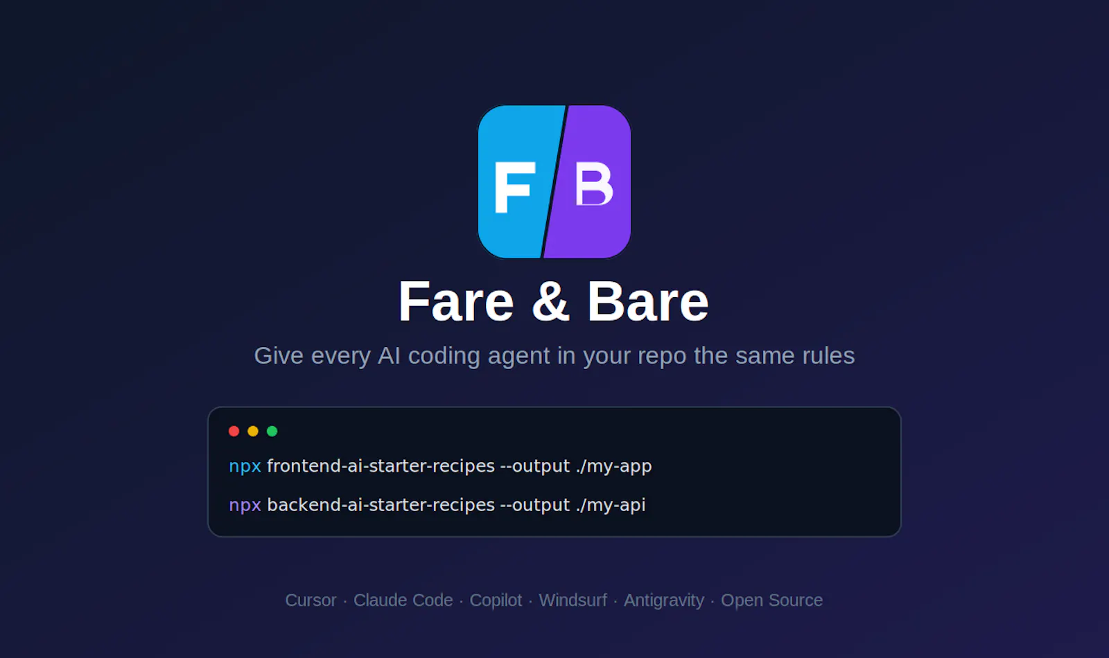AI Starter Recipes — Fare & Bare screenshot 1