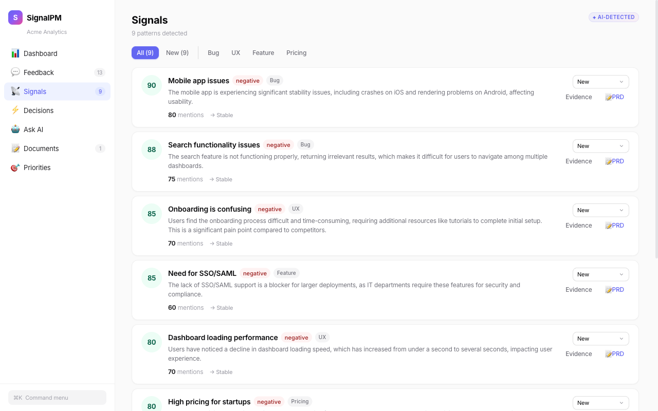 SignalPM - Screenshot 3 showing product features and functionality