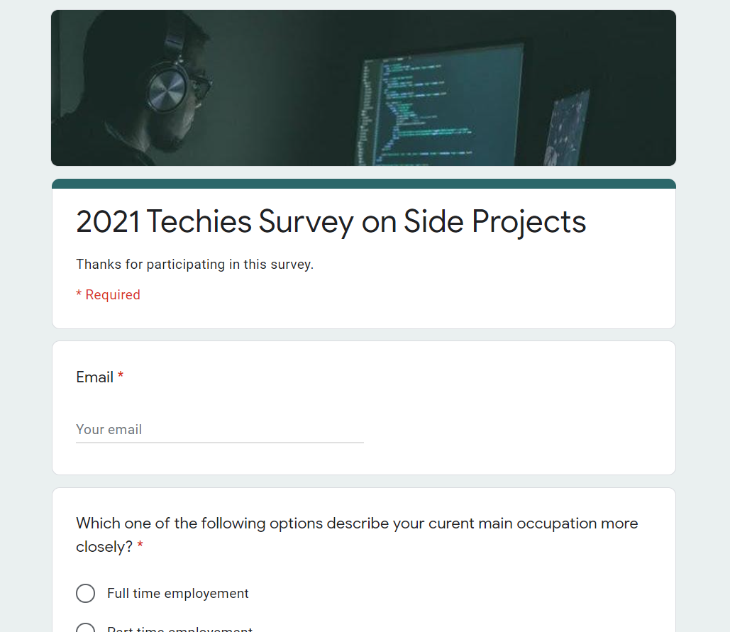 2021 Techies Survey on Side Projects. gallery image