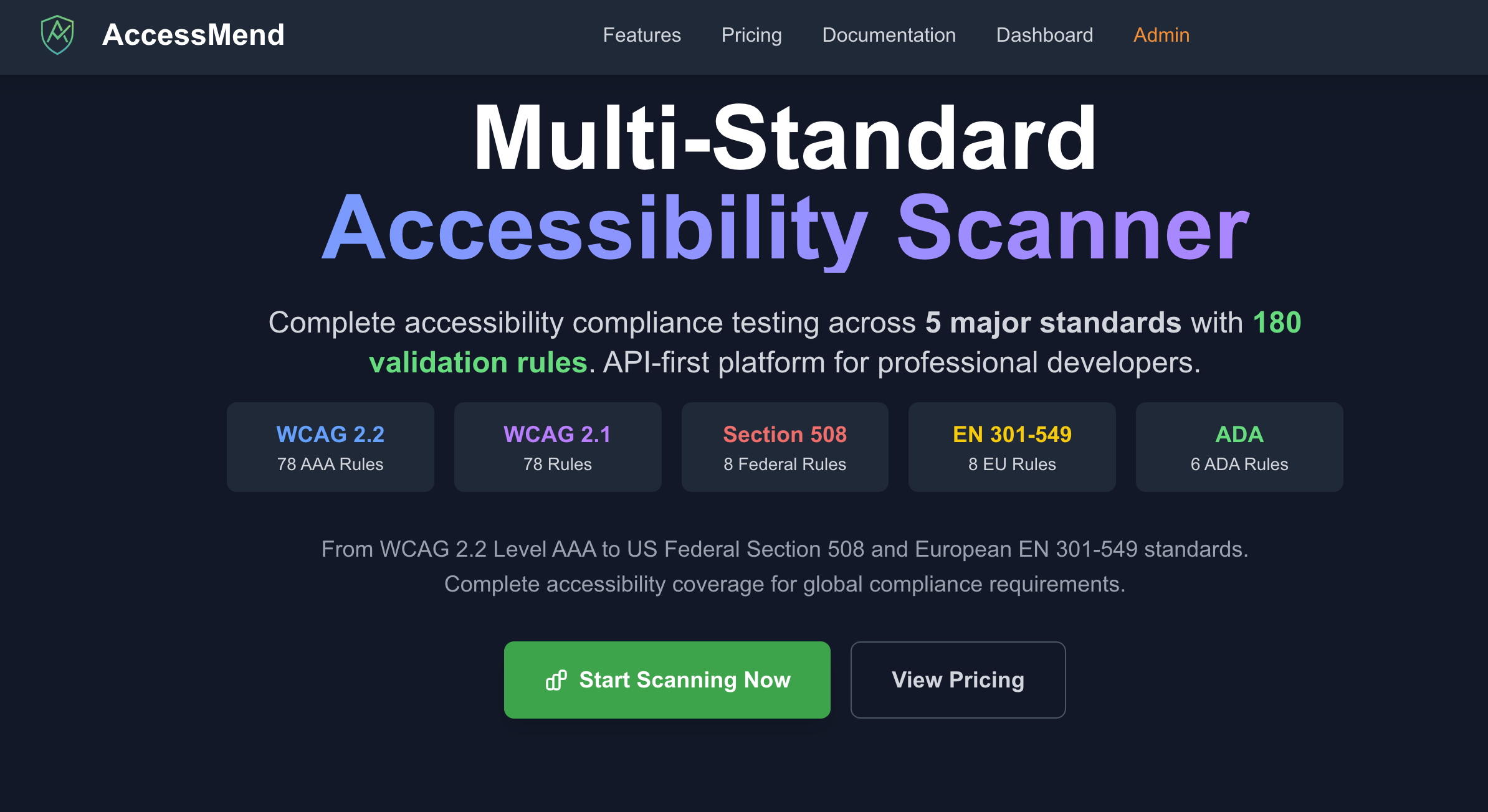 AccessMend - Main screenshot showing features and interface