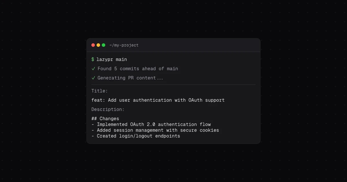 lazypr - Main product screenshot demonstrating key features and user interface