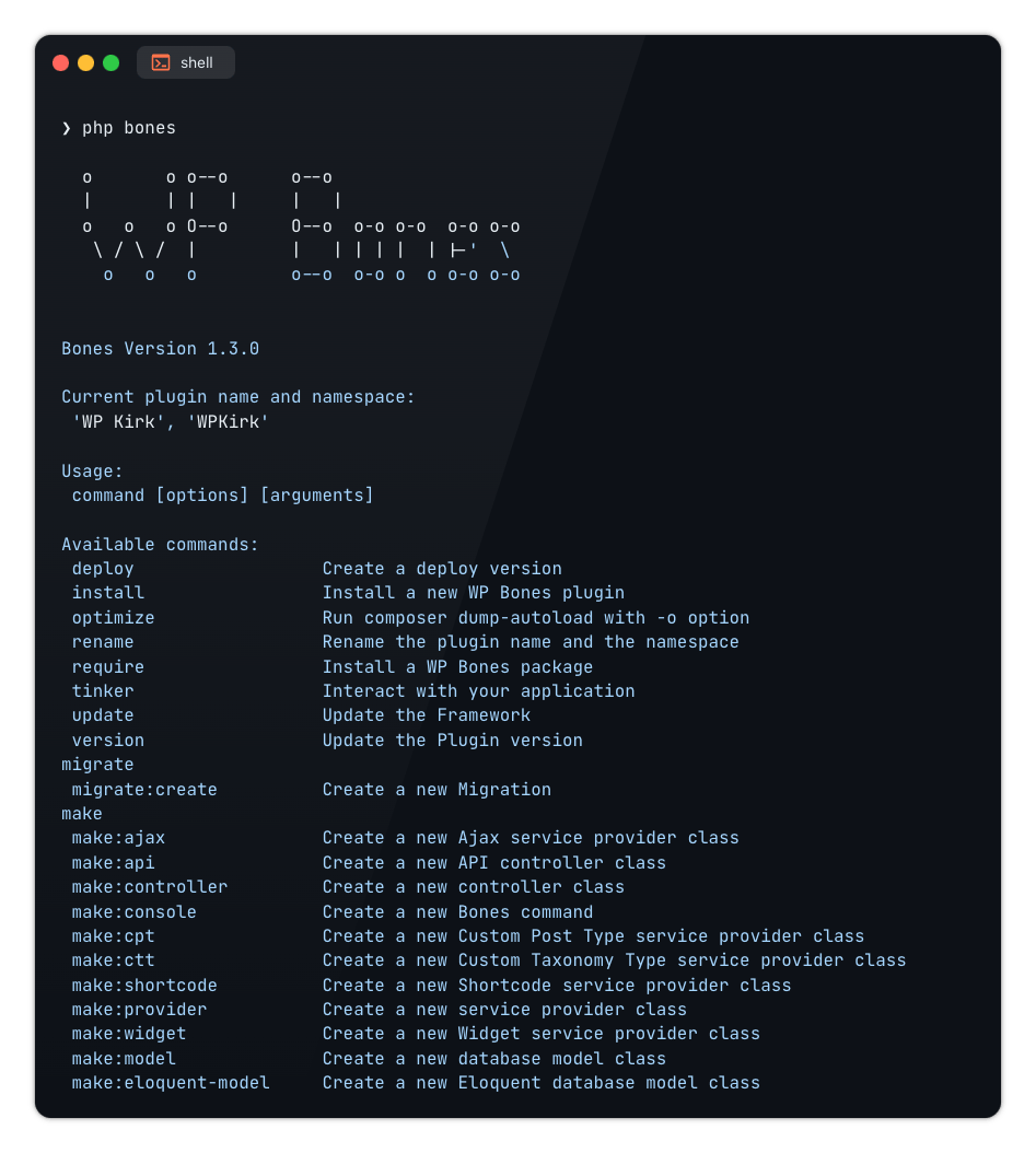 وسائط عظام WP - يسمح بملابس WordPress مع ميزات تشبه laravel 1