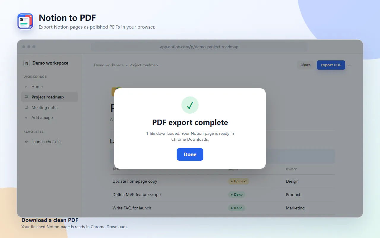 Notion to PDF gallery image