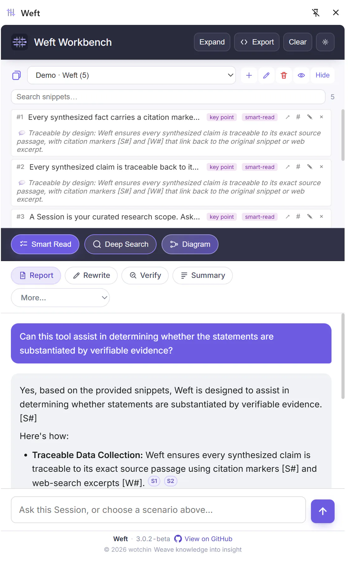 Weft: Turn browser into cited insights gallery image
