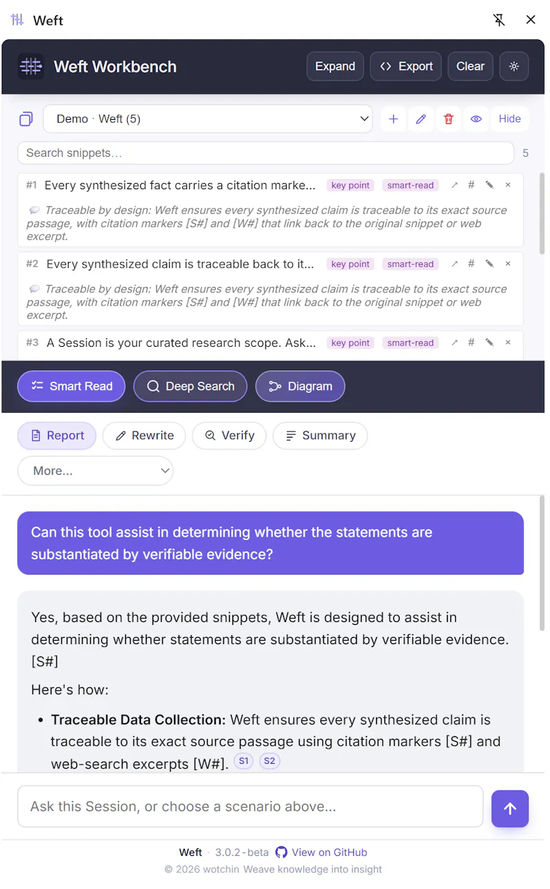 Weft: Turn browser into cited insights screenshot 7