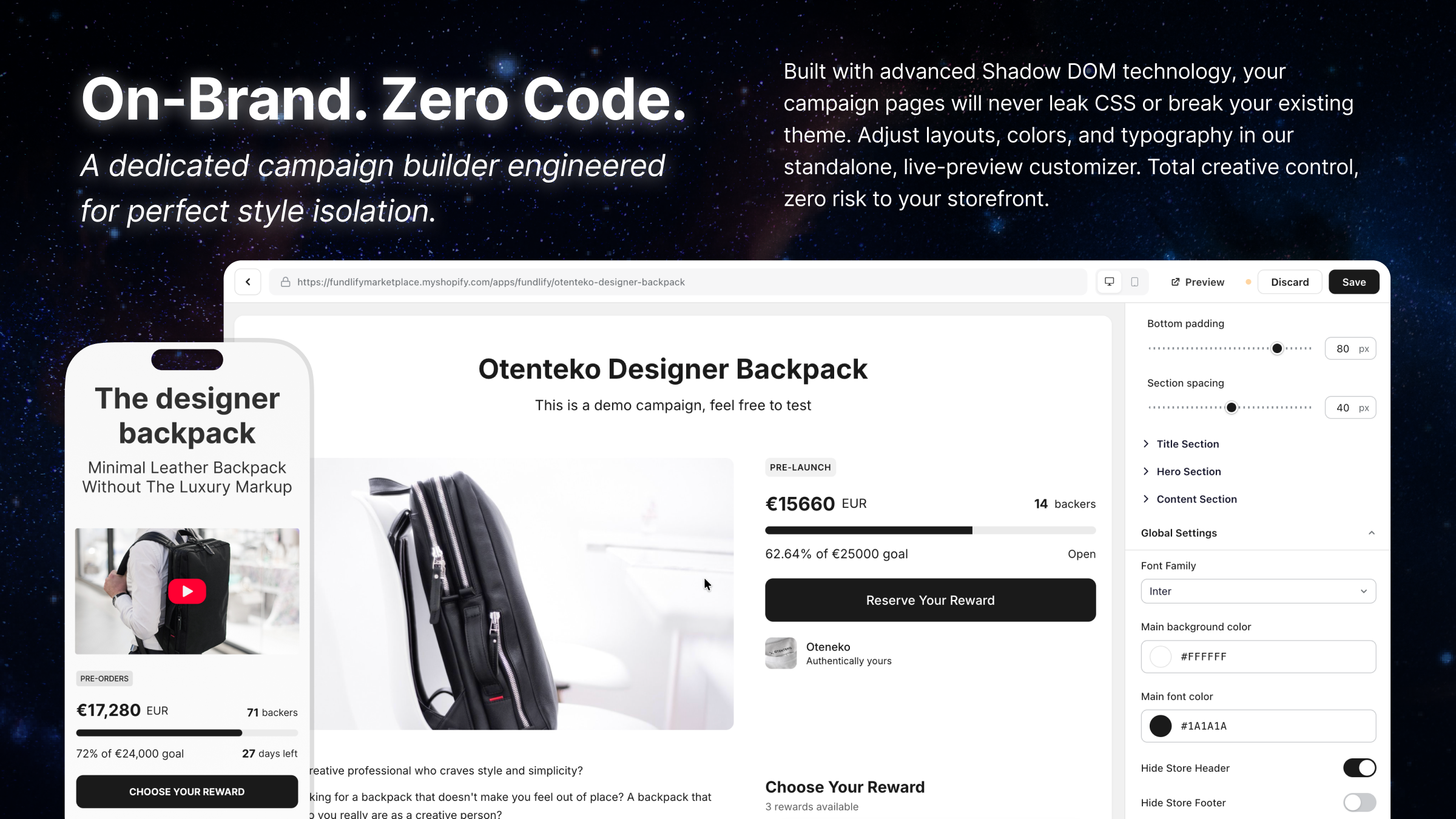 Fundlify Launch & Pre-order - Screenshot 5 showing product features and functionality