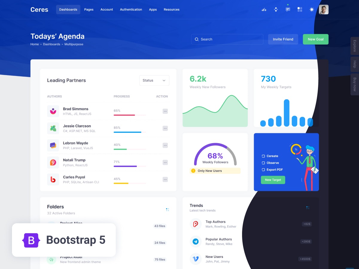 Mídia 11 de 17 em 1 modelos html mega pacote - Bootstrap, Vue, React, Laravel, Asp.net Core, Ilustrações
