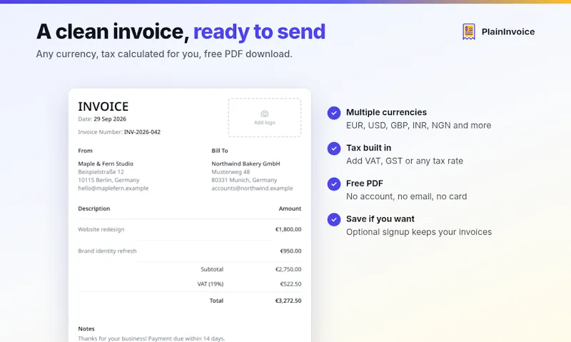 PlainInvoice screenshot 3