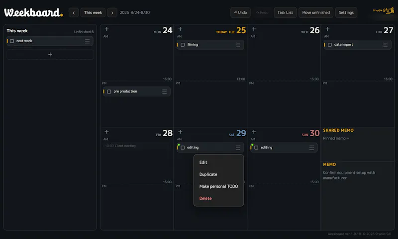 Weekboard screenshot 1