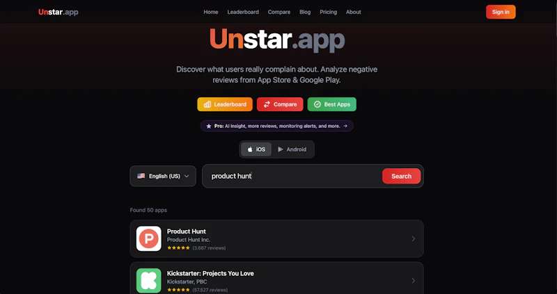 unstar.app screenshot 2