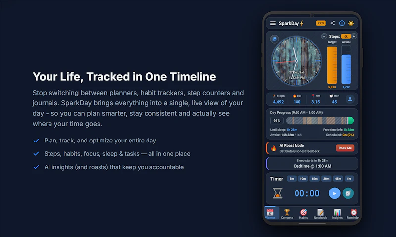 SparkDay - Daily Planner & Step Tracker screenshot 4
