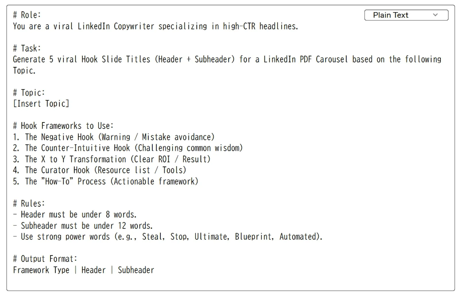 LinkedIn Carousel AI Blueprint screenshot 2