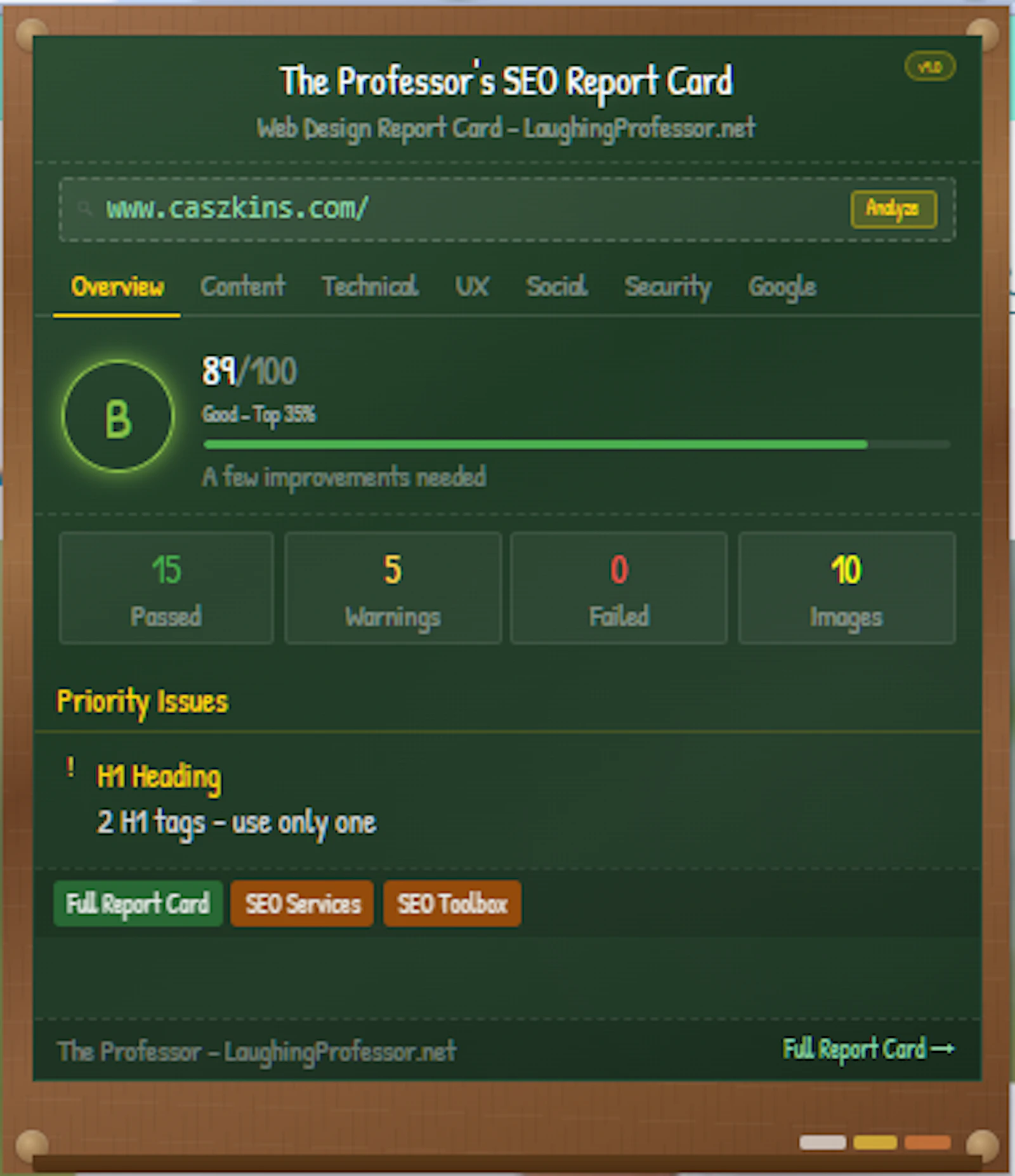 The Professor's Web Design Report Card screenshot 5