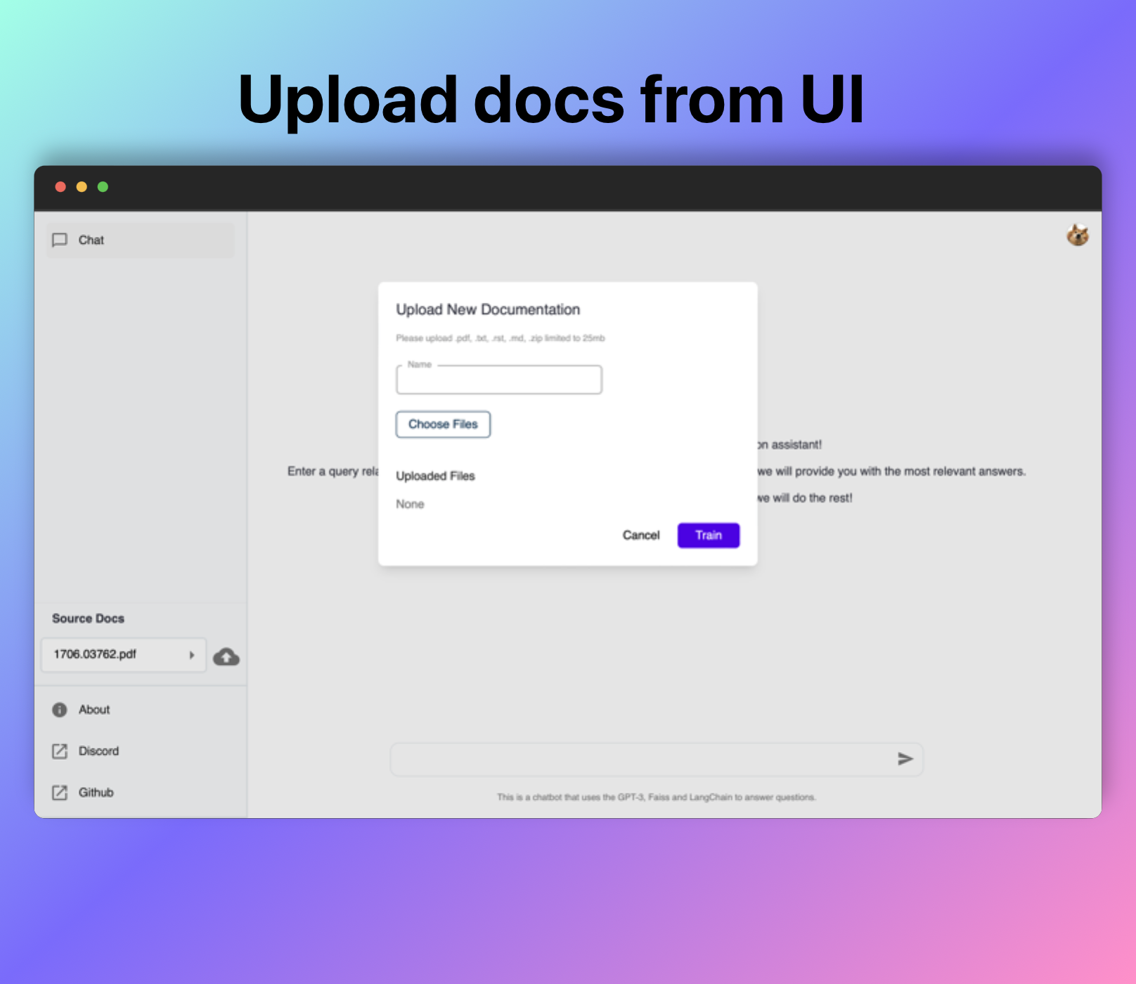 Docsgpt ओपन-सोर्स डॉक्यूमेंट असिस्टेंट - अपने दस्तावेज़ों के साथ चैट करने के लिए उपकरण (पीडीएफ, मार्कडाउन, आरएसटी, txt) मीडिया 2