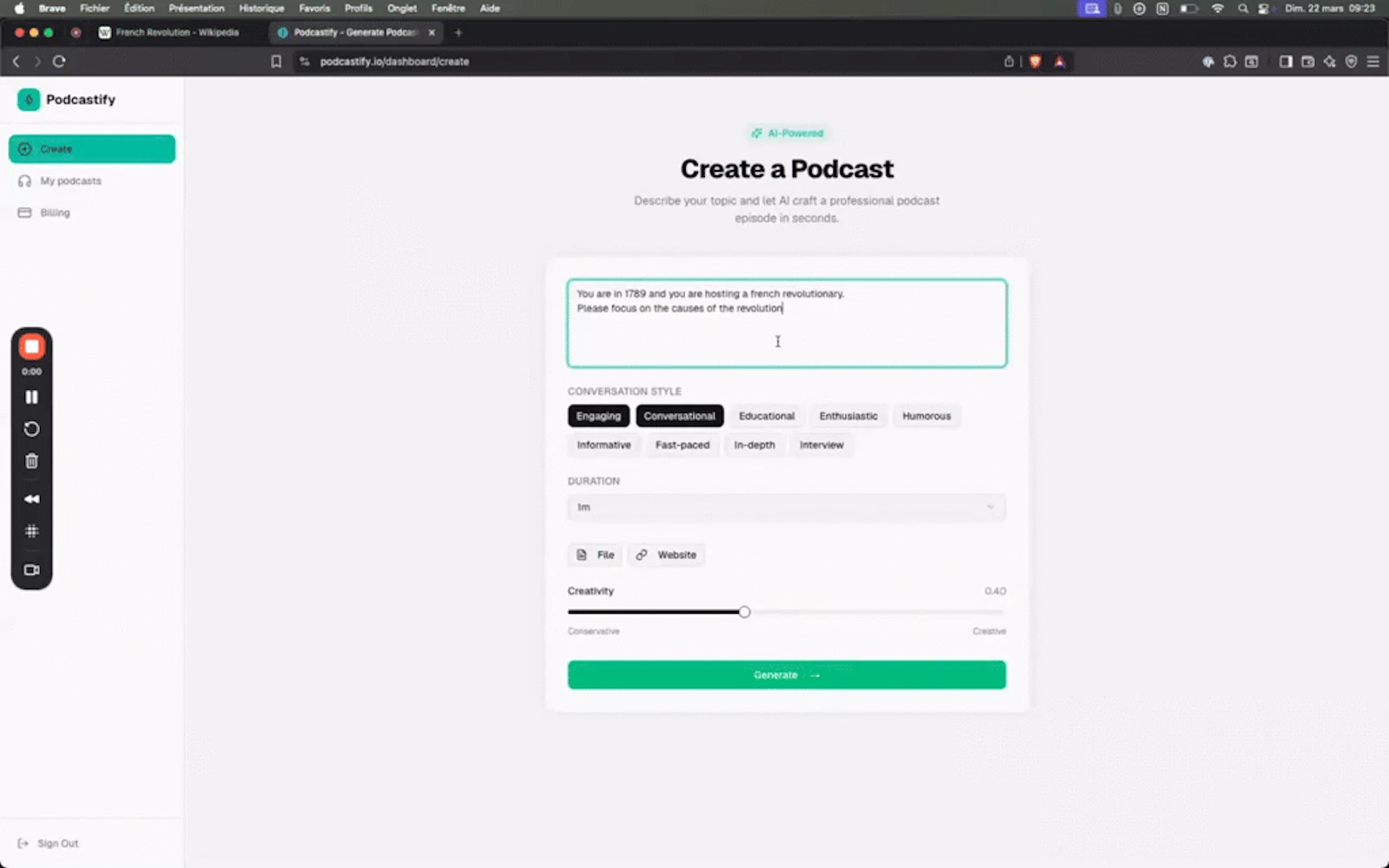 Podcastify screenshot 1 (video preview)