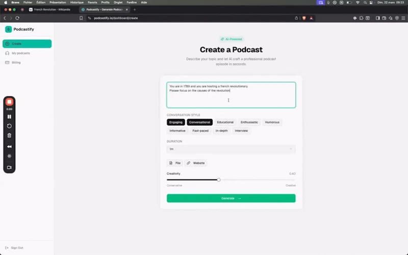 Podcastify screenshot 1 (video preview)