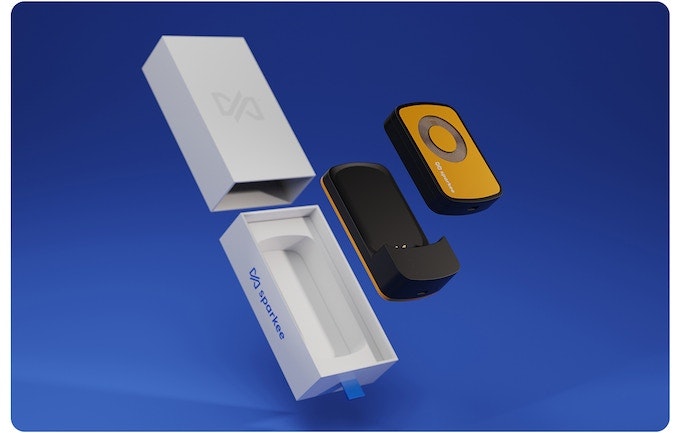 Sparkeeポータブル充電器 - ワイヤフリー、高速充電、2つのUSB-Cポート、互換性メディア4