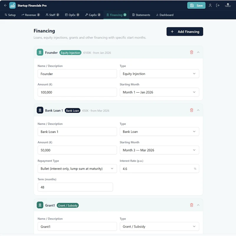 Startup Financials Pro screenshot 5