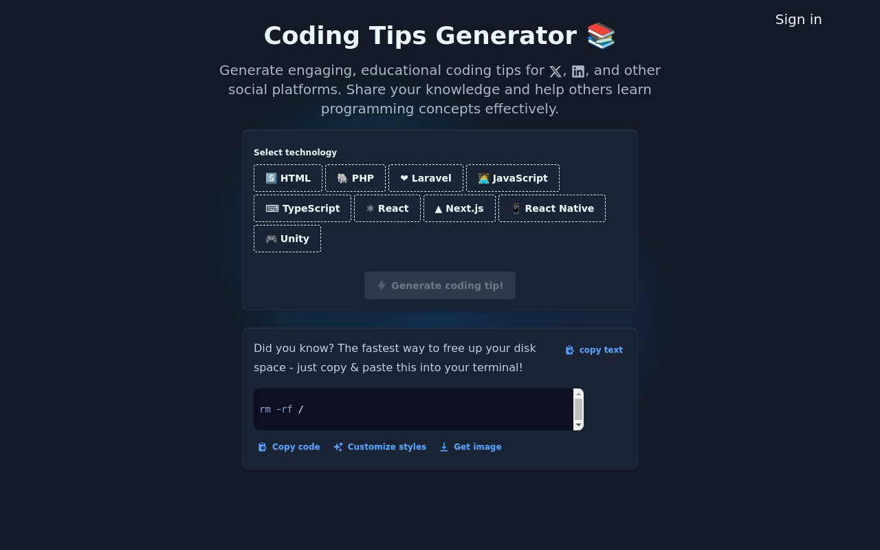 Média Craftsome.tips - Générateur de conseils de codage - Générateur de conseils de codage pour X / LinkedIn 2