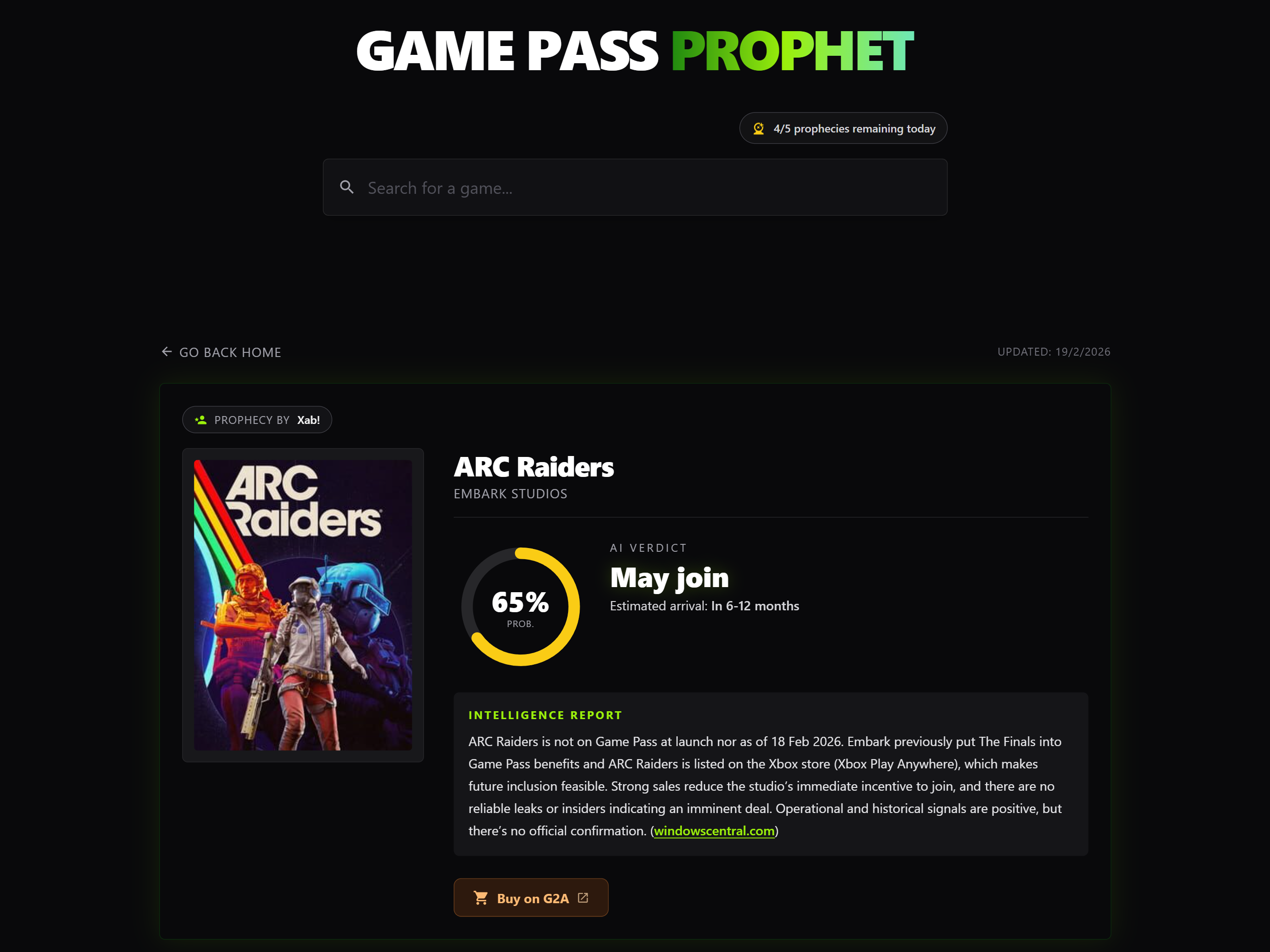 GamePass Prophet - Screenshot 4 showing product features and functionality