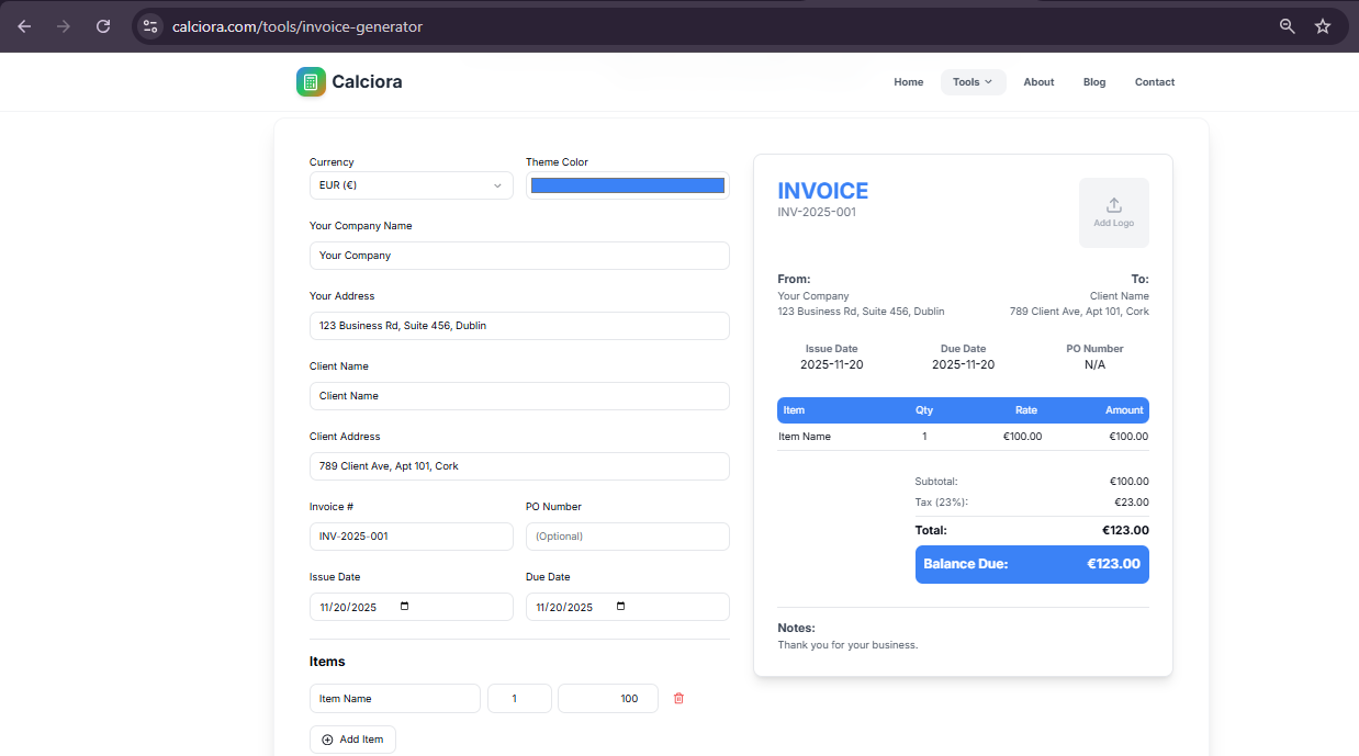 Calciora - Main product screenshot demonstrating key features and user interface