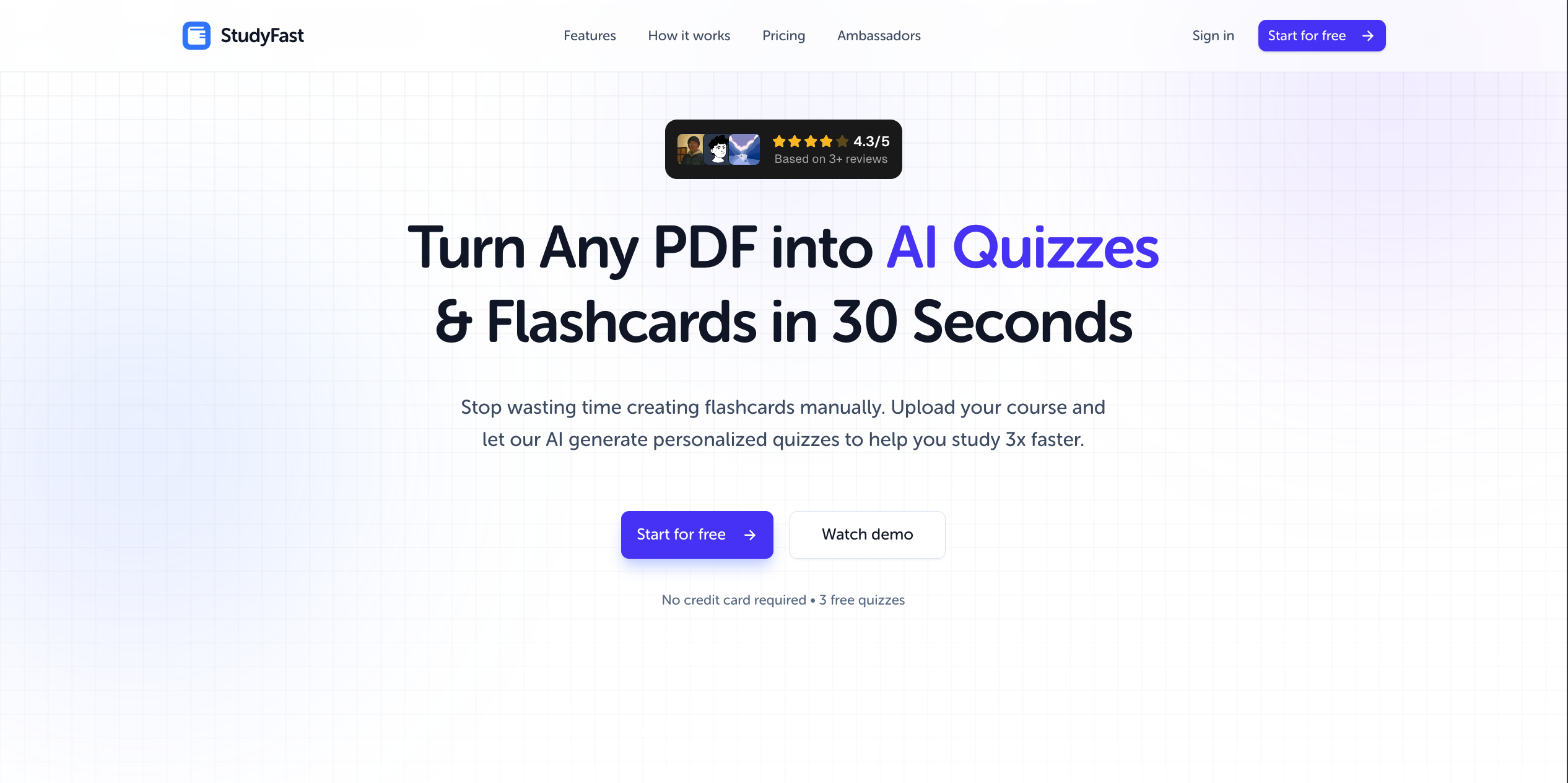 StudyFast - Main product screenshot demonstrating key features and user interface