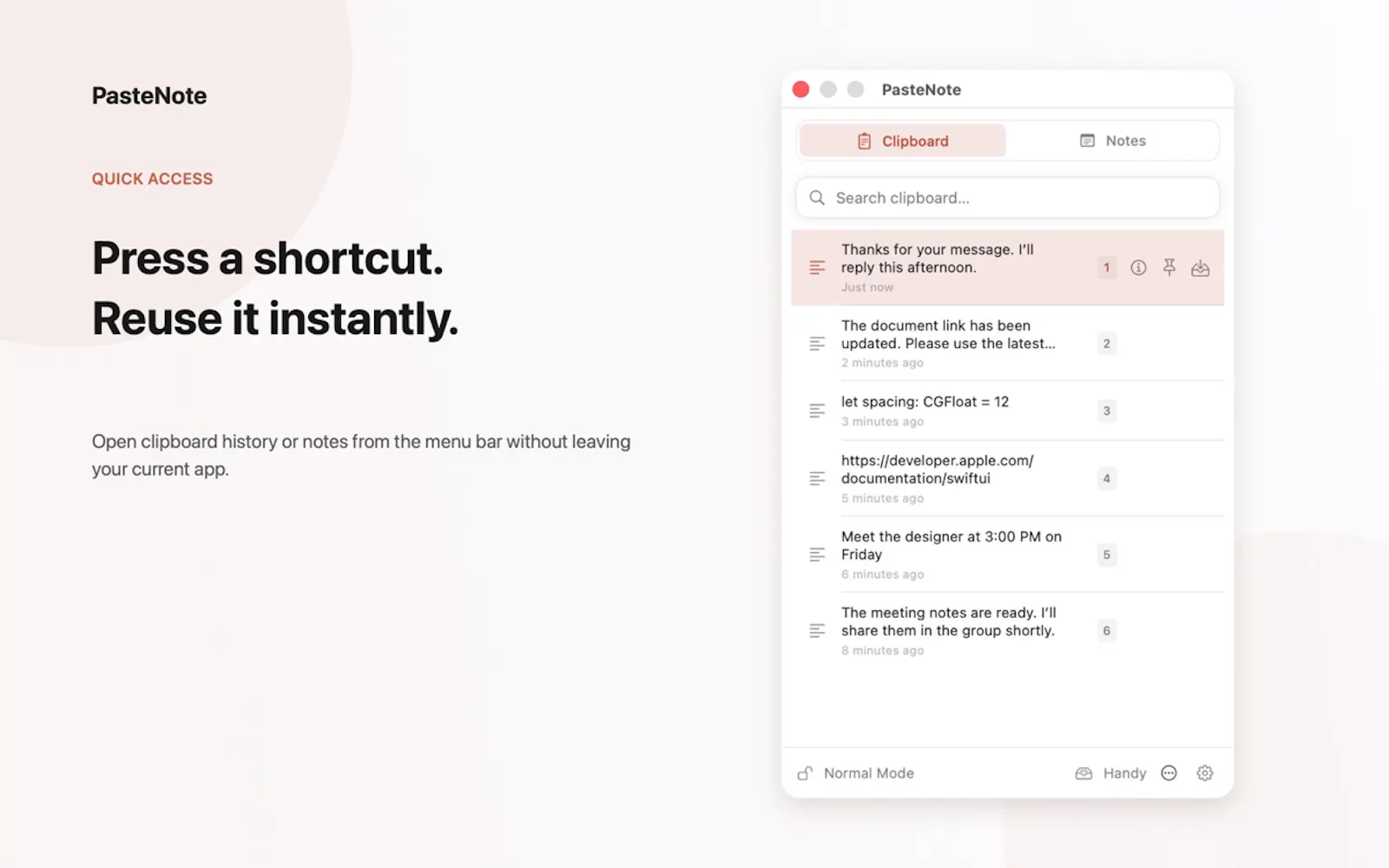 PasteNote screenshot 1