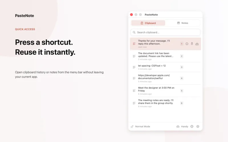 PasteNote screenshot 1