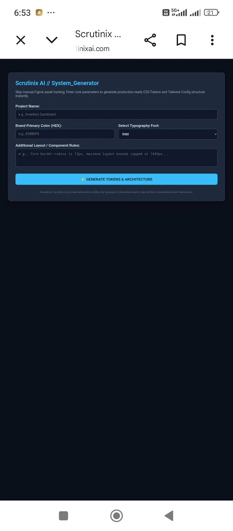 Scrutinix AI System Generator screenshot 1