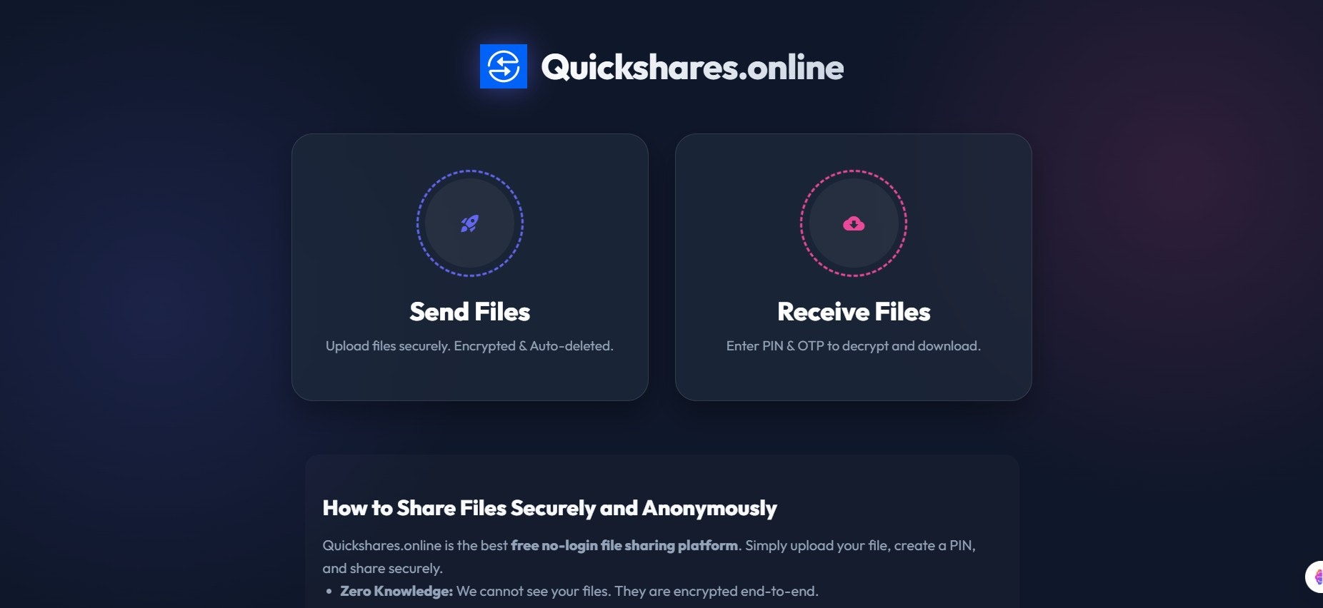 Quickshares - Main product screenshot demonstrating key features and user interface