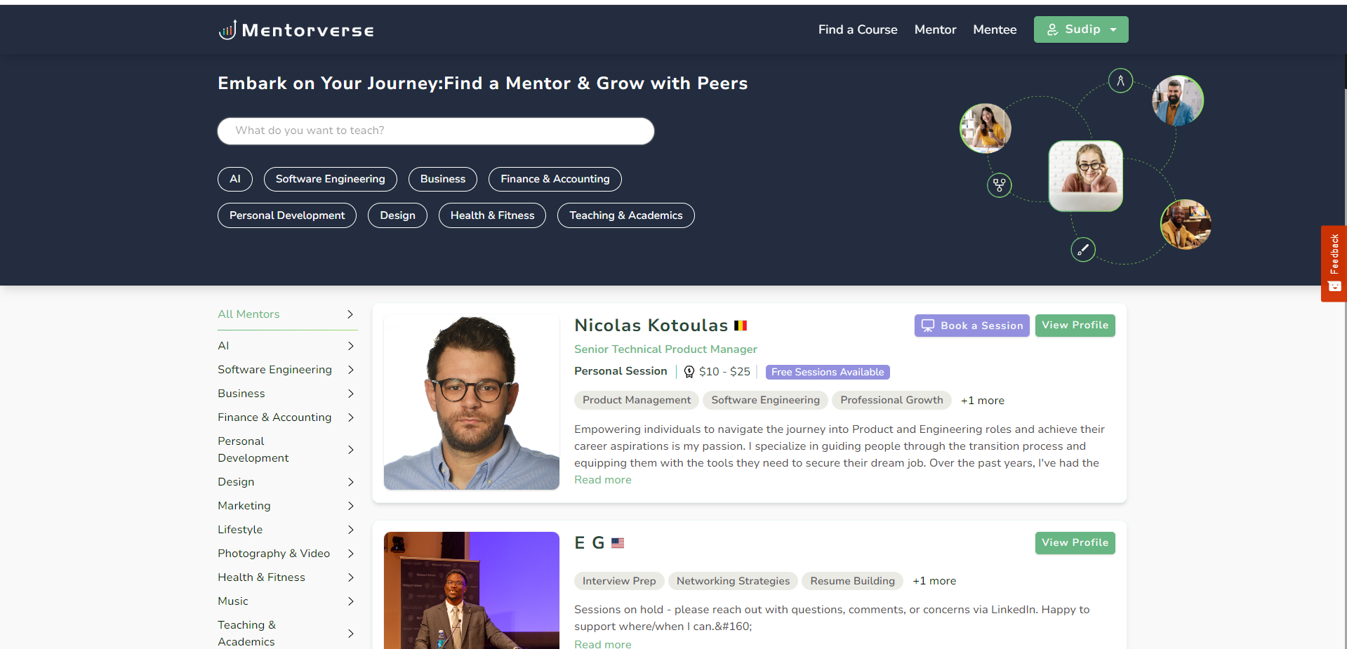 Mentorship Platform Mentorverse.io gallery image