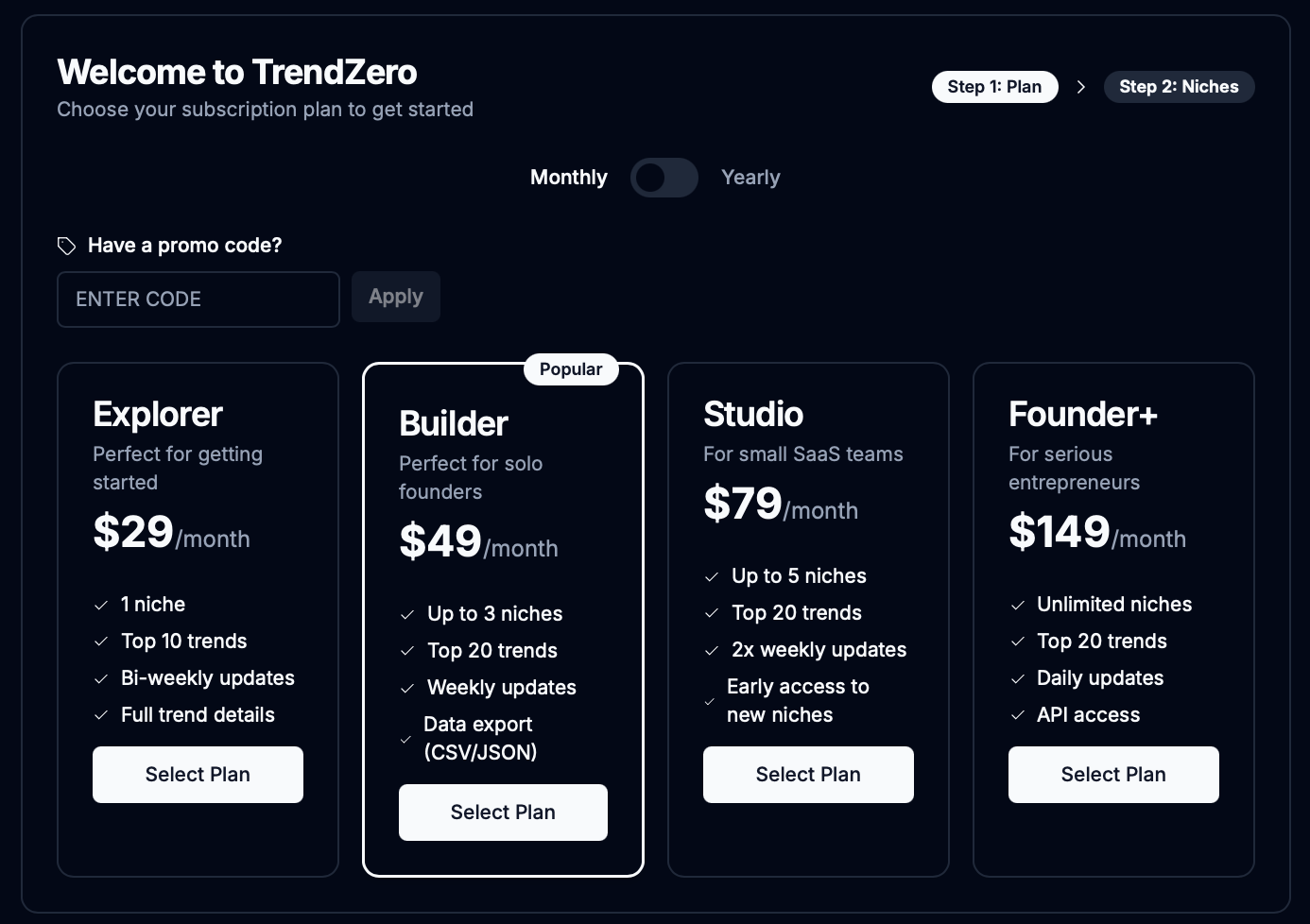 TrendZero–SaaS Trend Prediction Platform gallery image