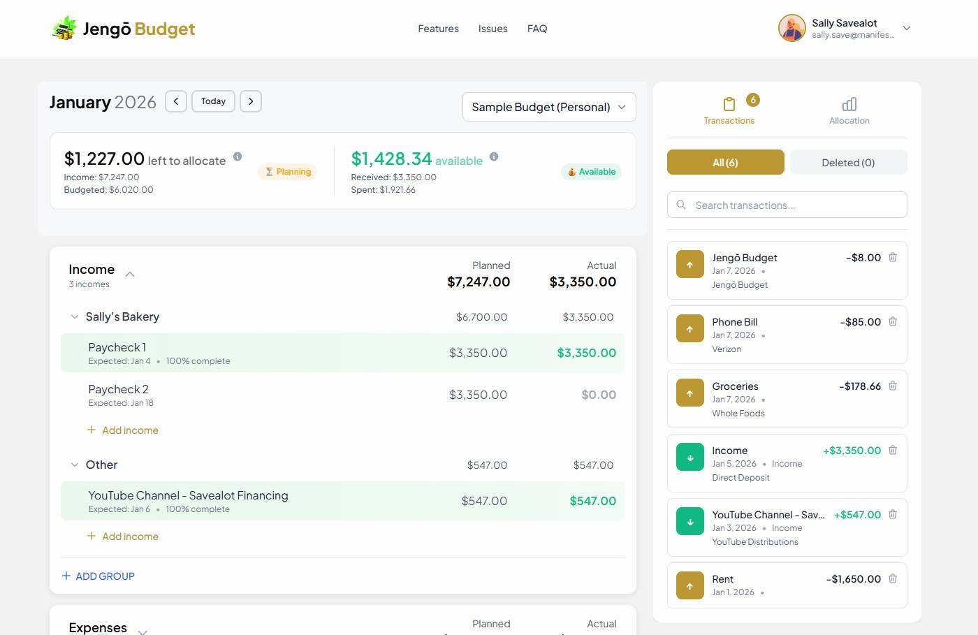 JengōBudget, simple zero-based budgeting - Screenshot 3 showing product features and functionality