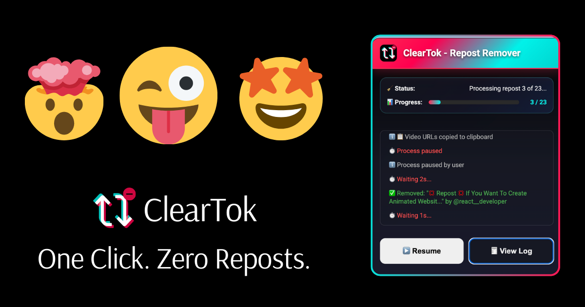 Cleartok - Tüm Tiktok'larınızı tek bir tıklamayla silin medya 2