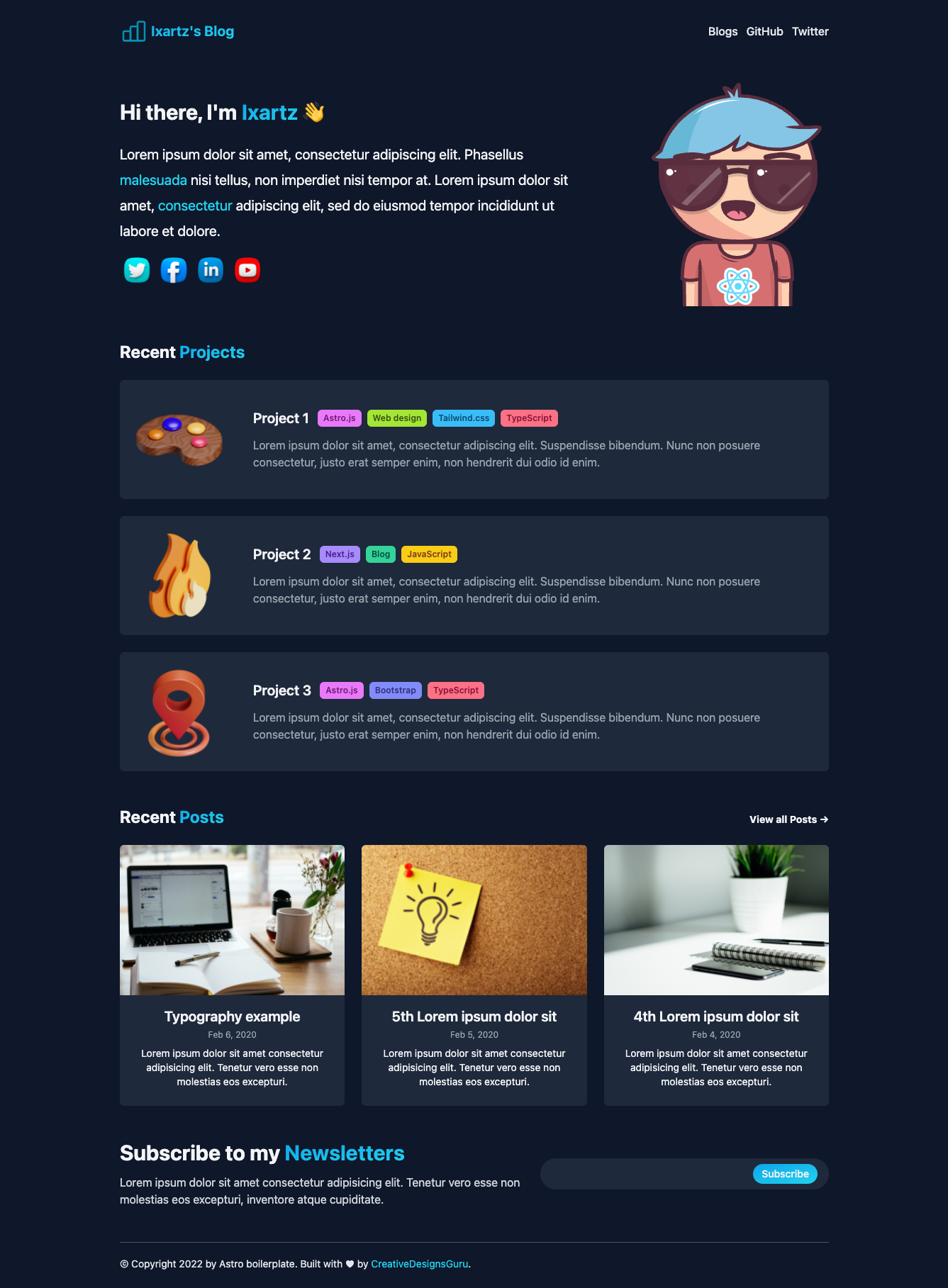 Plantilla de blog gratuita receptiva - Inicie su blog y cartera personal en minutos media 2