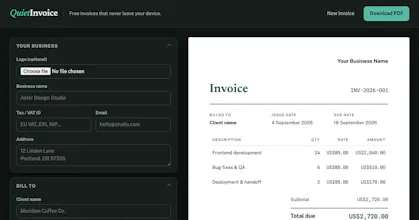 QuietInvoice — Quick Invoice Generator gallery image