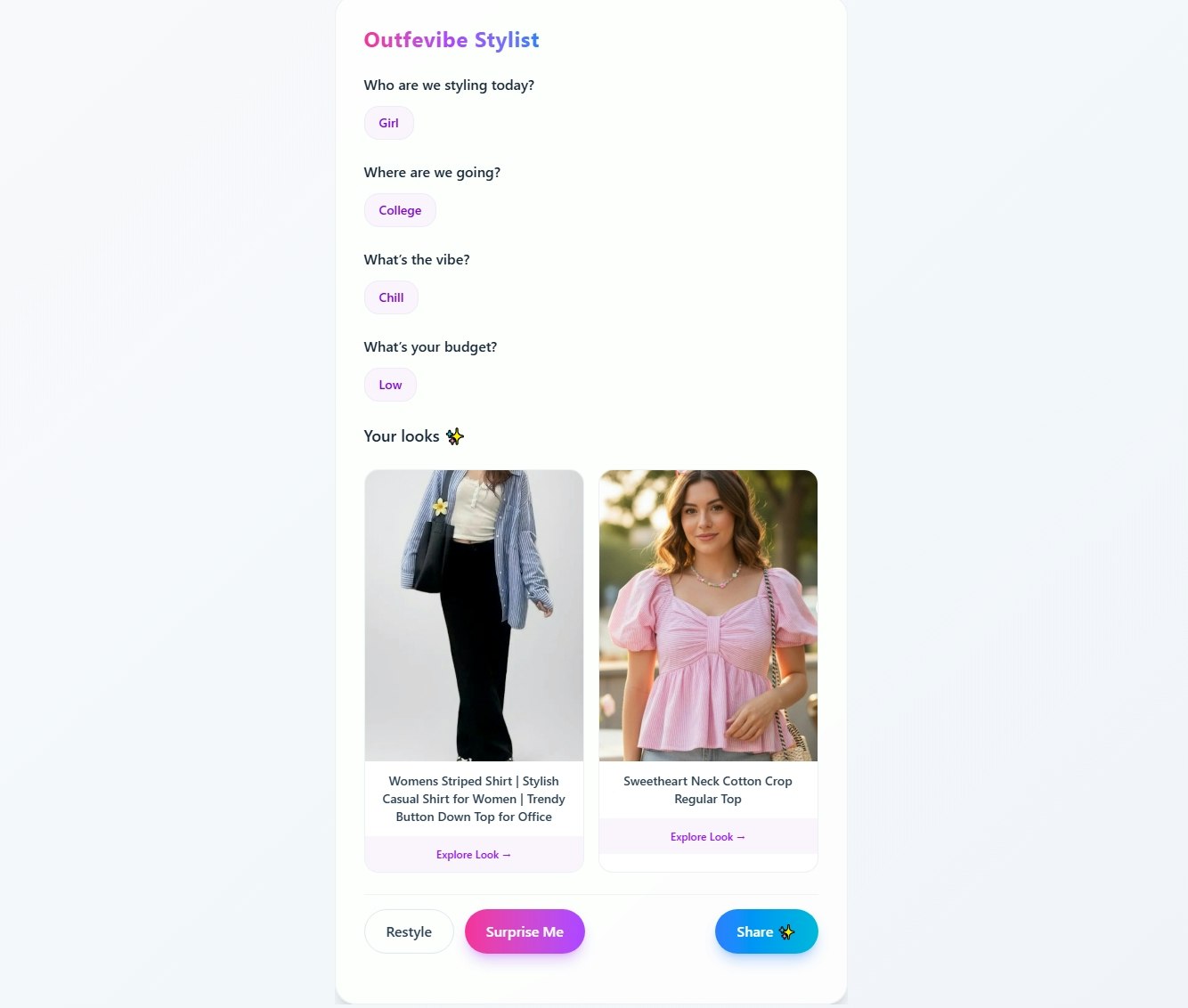 Outfevibe - Screenshot 3 showing product features and functionality