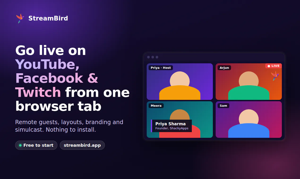 Streambird first launch! gallery image