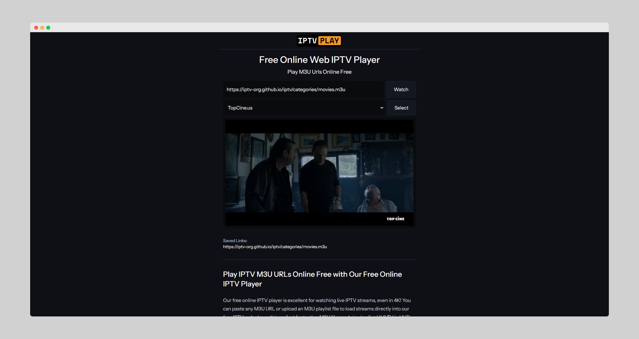 IPTV PLAY | Free Online IPTV Web Player media 1