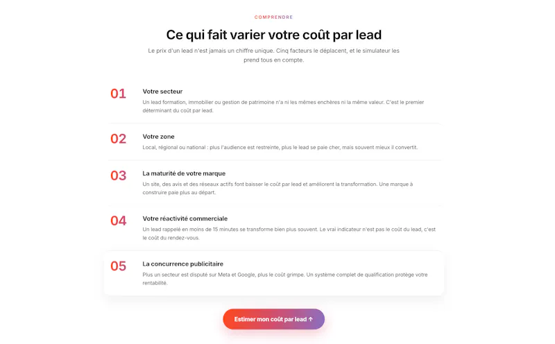 Simulateur de coût par lead screenshot 3