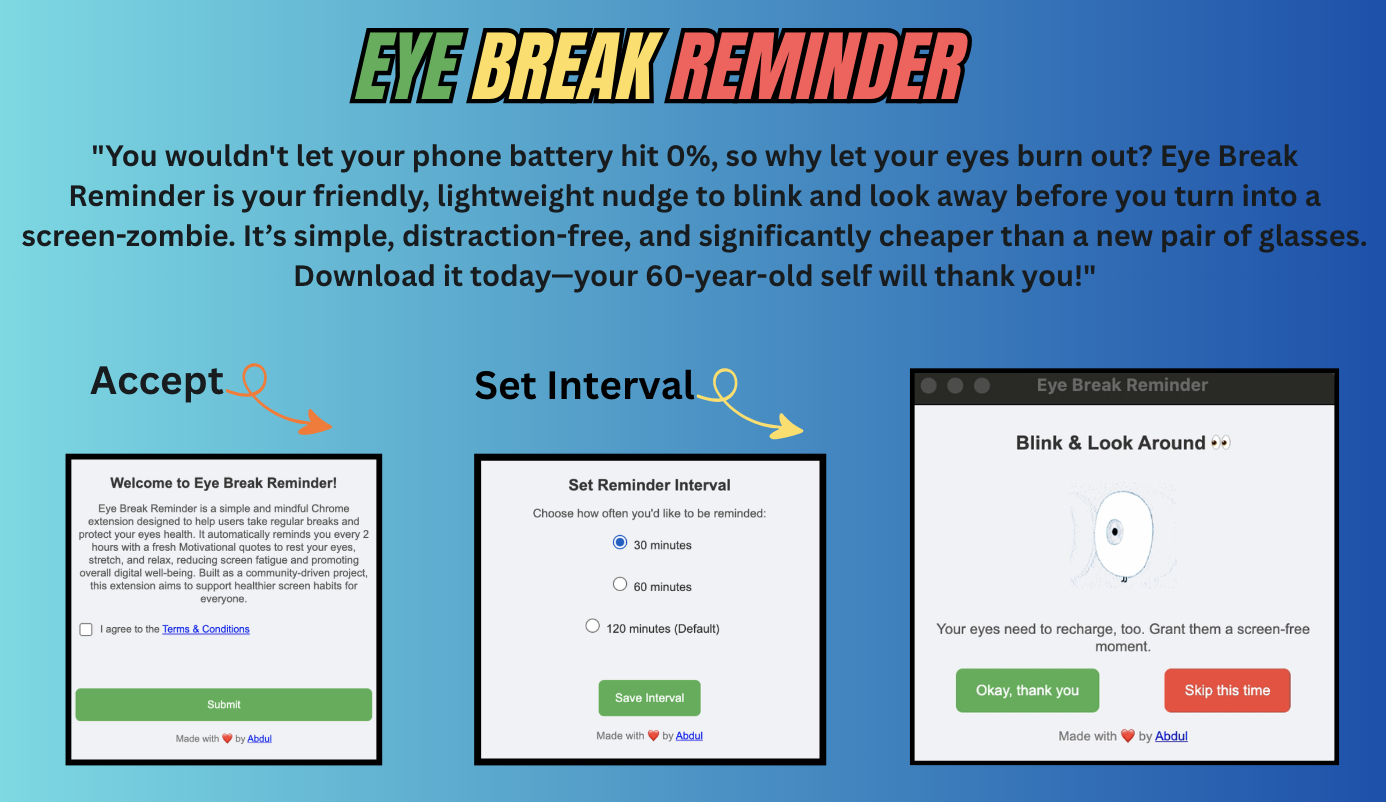 Eye Break Reminder - Main product screenshot demonstrating key features and user interface