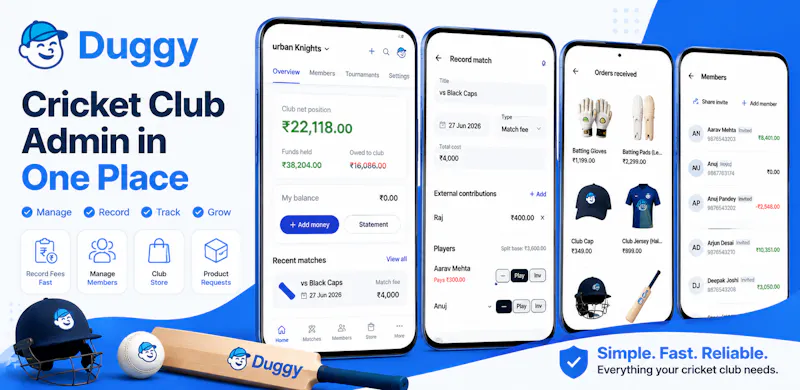 Duggy — Cricket club accounting screenshot 1
