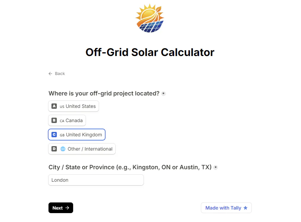 Off-Grid Solar Calculator gallery image
