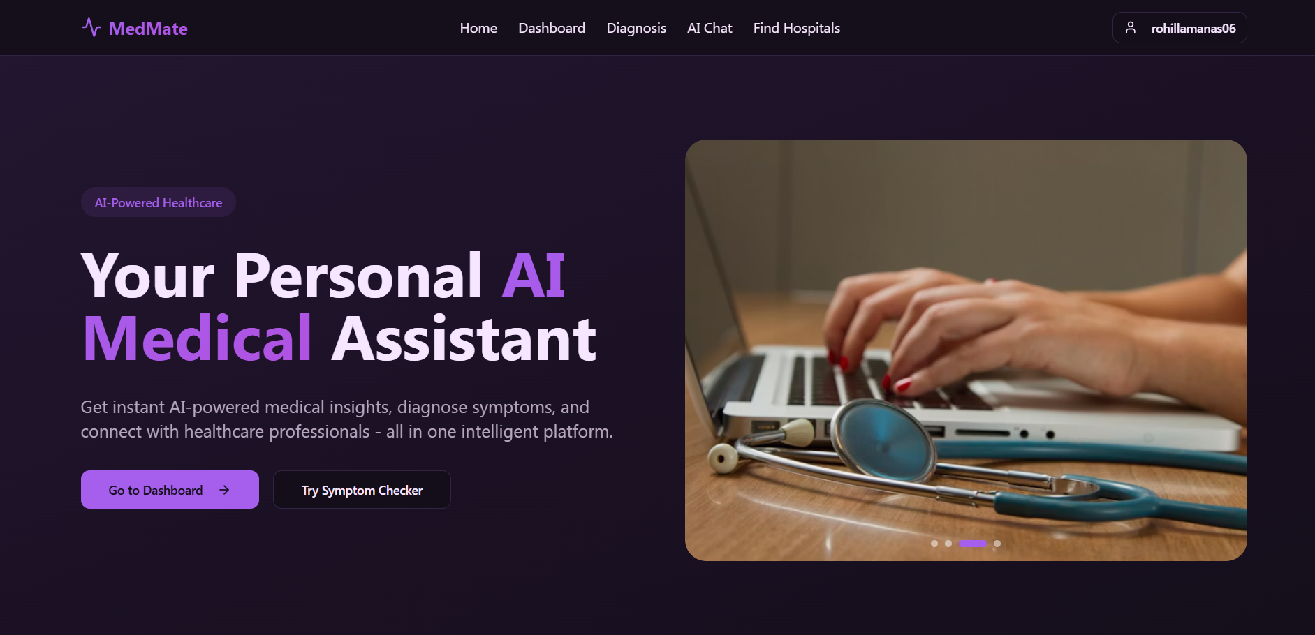 MedMate - Main product screenshot demonstrating key features and user interface