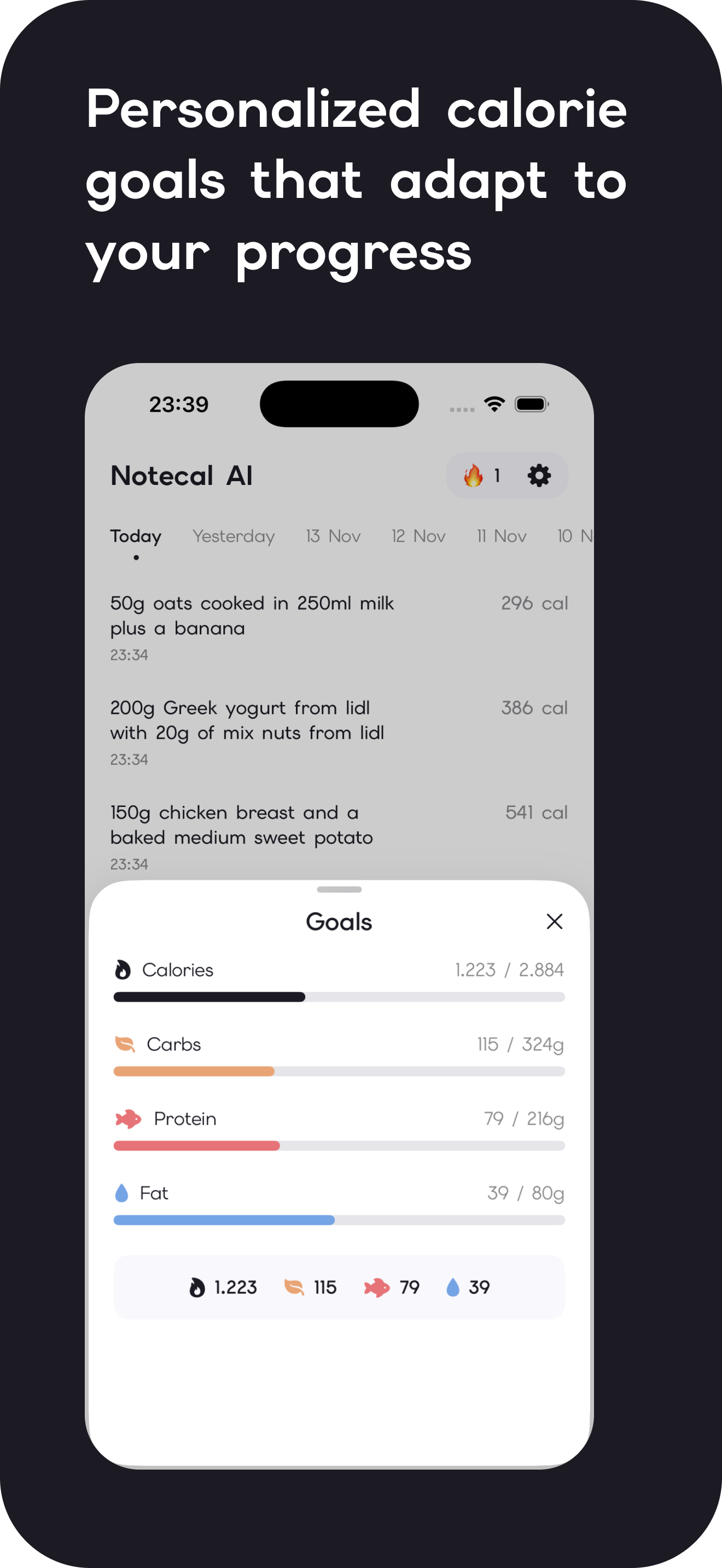 Notecal AI - Calorie Tracker - Screenshot 4 showing product features and functionality