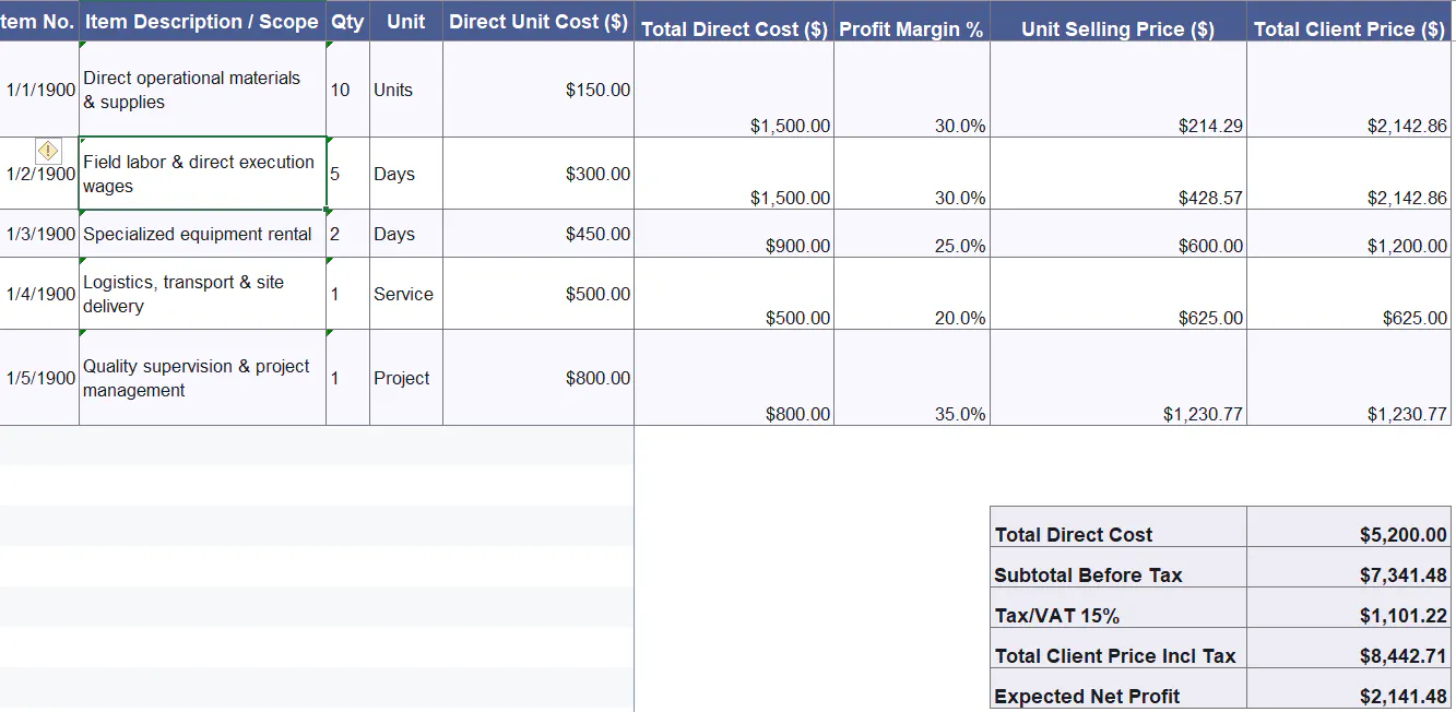 Project Costing & Quotation Pack gallery image