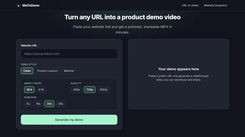 SiteToDemo screenshot 1