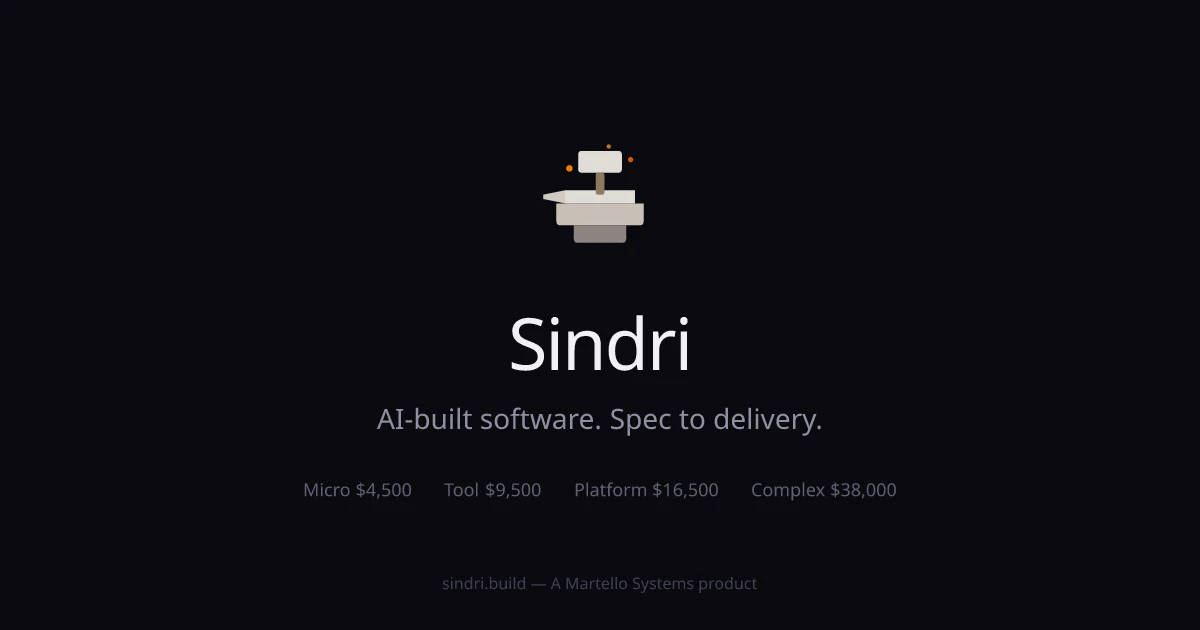 Sindri - Software, spec to delivery logo